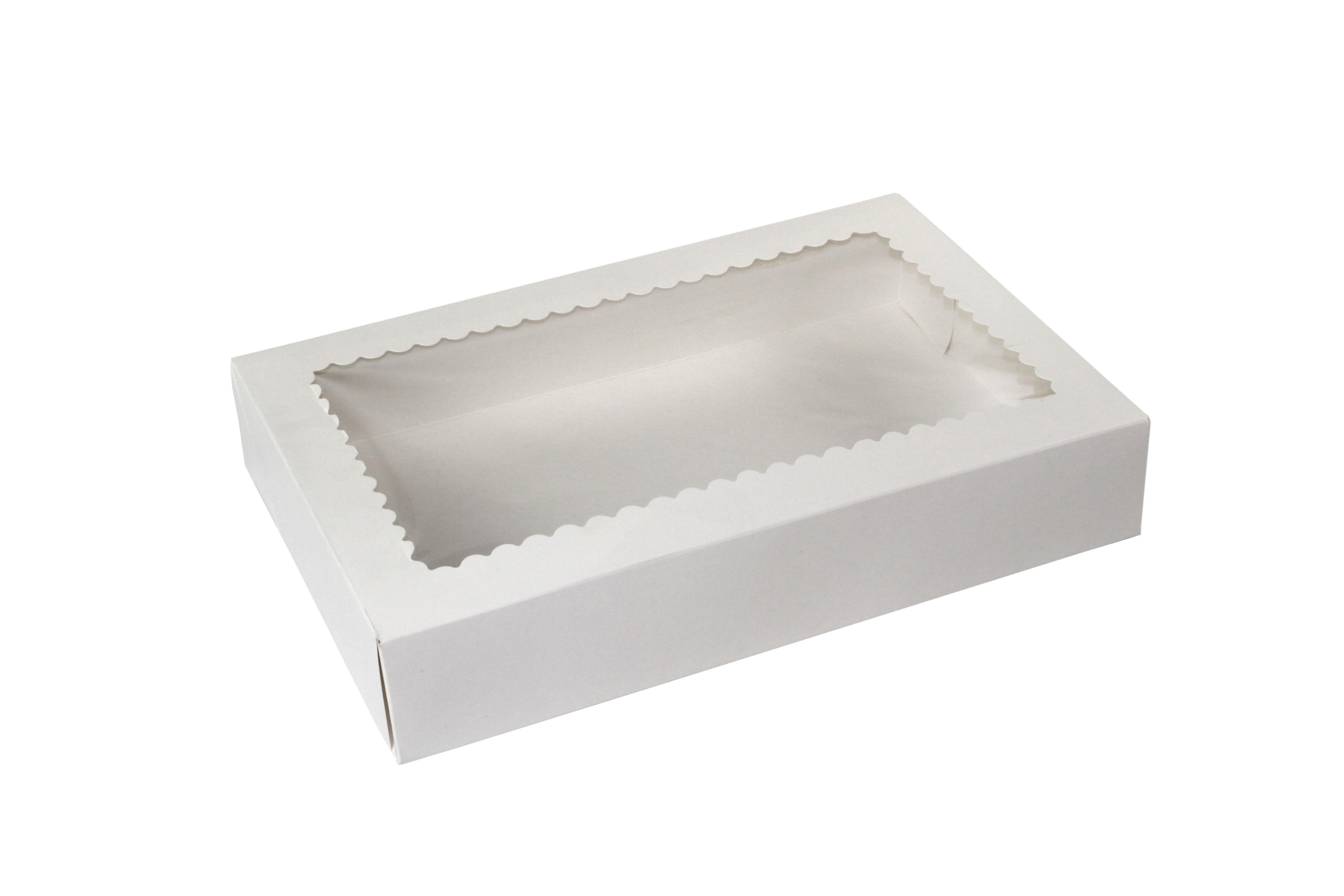 Bakery Box 13X8.375X2.25 IN Paperboard White 6 Corner 1-Piece Automatic With Window 100/Case
