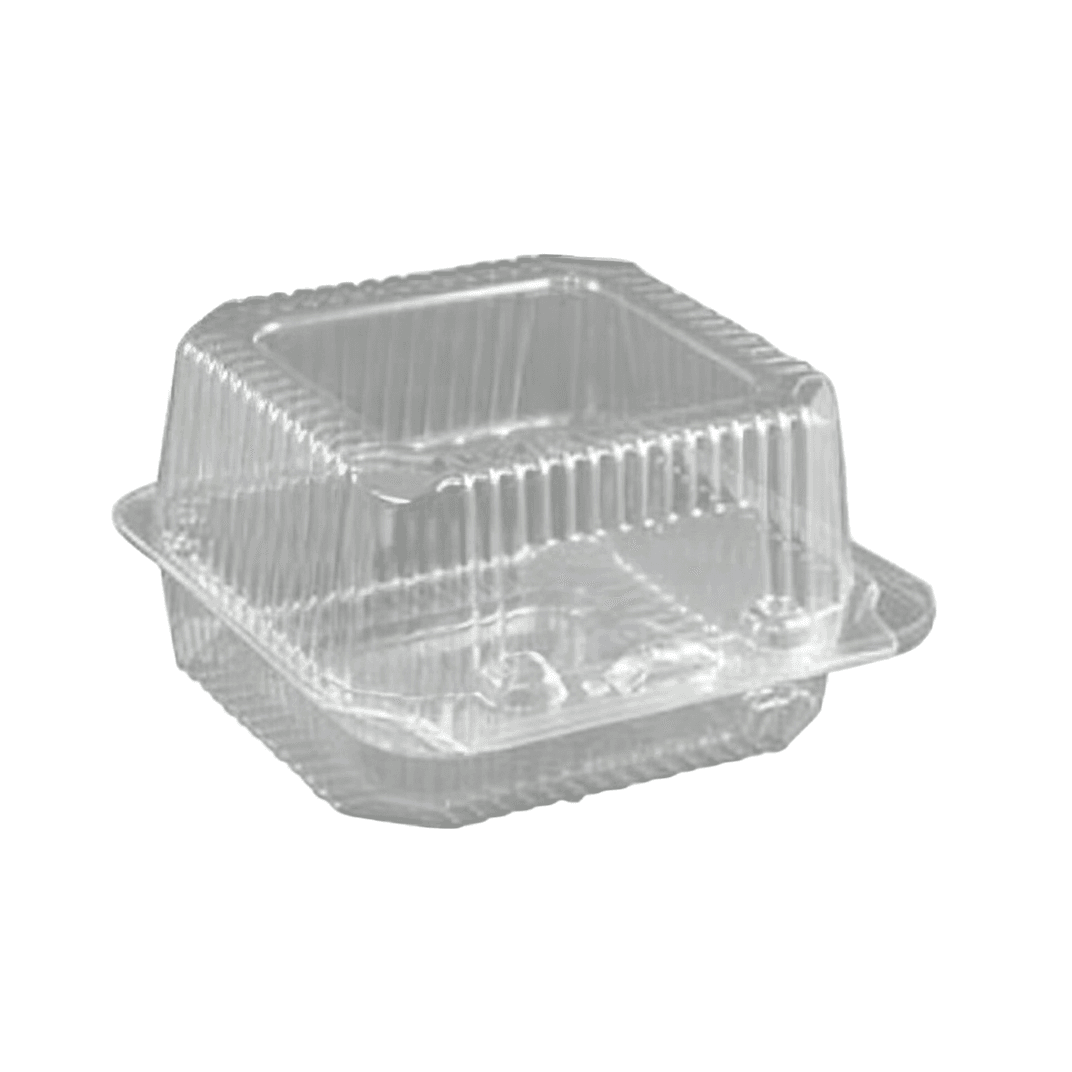 Bakery Hinged Container With Dome Lid 5X5 IN OPS Clear Square Deep Bar Lock 500/Case