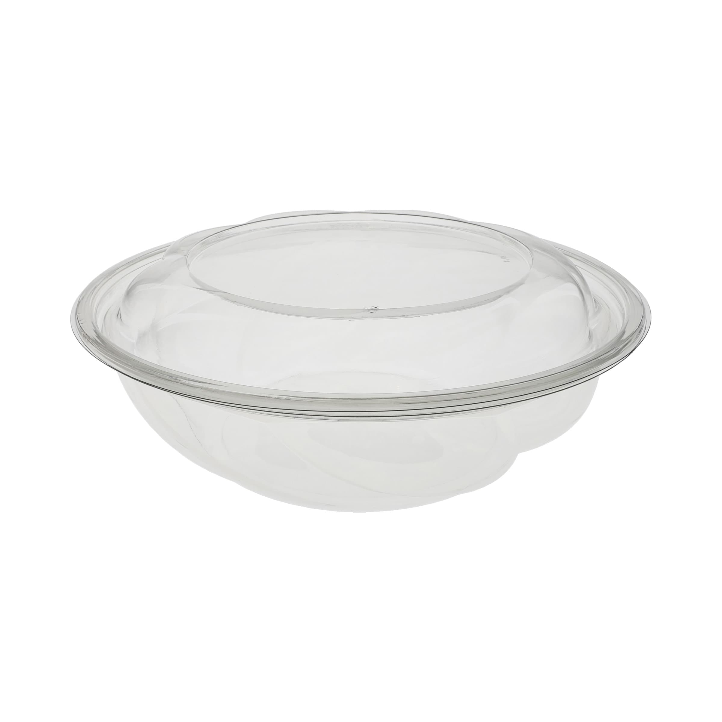 Bowl & Lid Combo With Dome Lid 64 OZ RPET Clear Swirl Design Round Hinged 100/Case