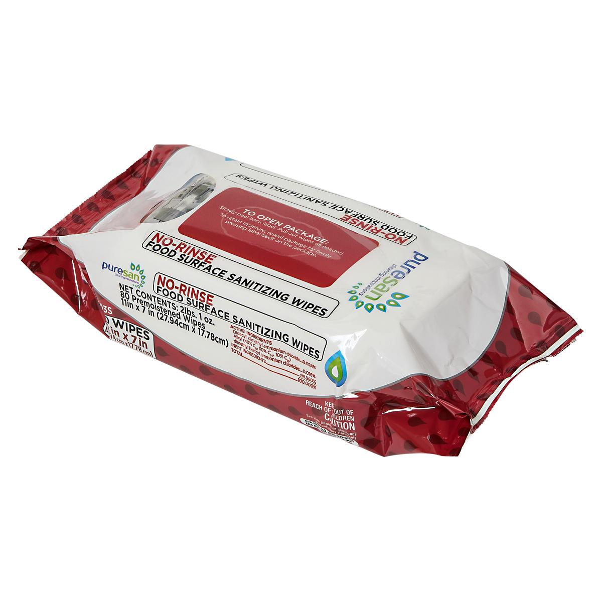 Unscented Food Service Sanitizer Wipe No Rinse 80 Count/Pack 12 Packs/Case