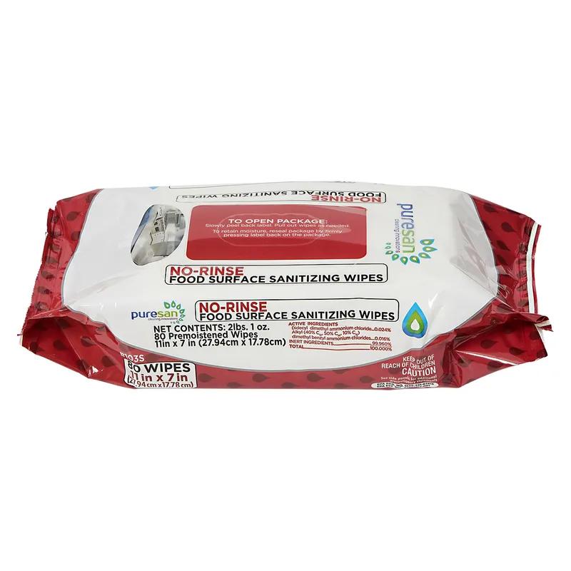 Unscented Food Service Sanitizer Wipe No Rinse 80 Count/Pack 12 Packs/Case