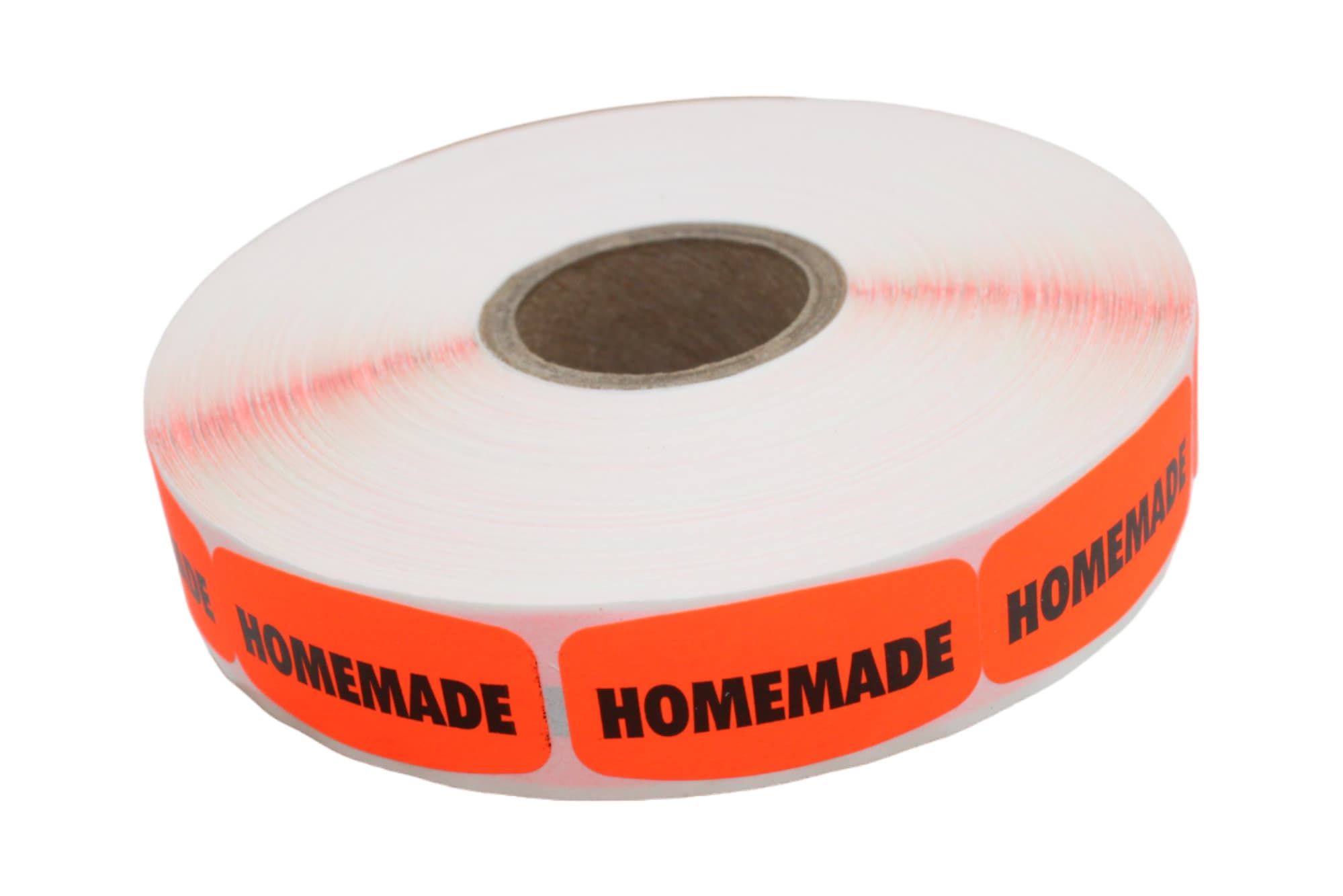 Homemade Label 0.625X1.25 IN Black Fluorescent Red Short Oval 1000 Count/Roll 50 Rolls/Case 50000 Count/Case