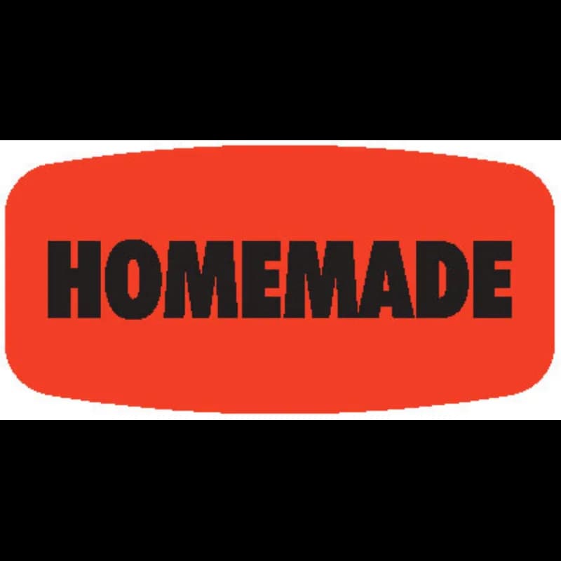 Homemade Label 0.625X1.25 IN Black Fluorescent Red Short Oval 1000 Count/Roll 50 Rolls/Case 50000 Count/Case