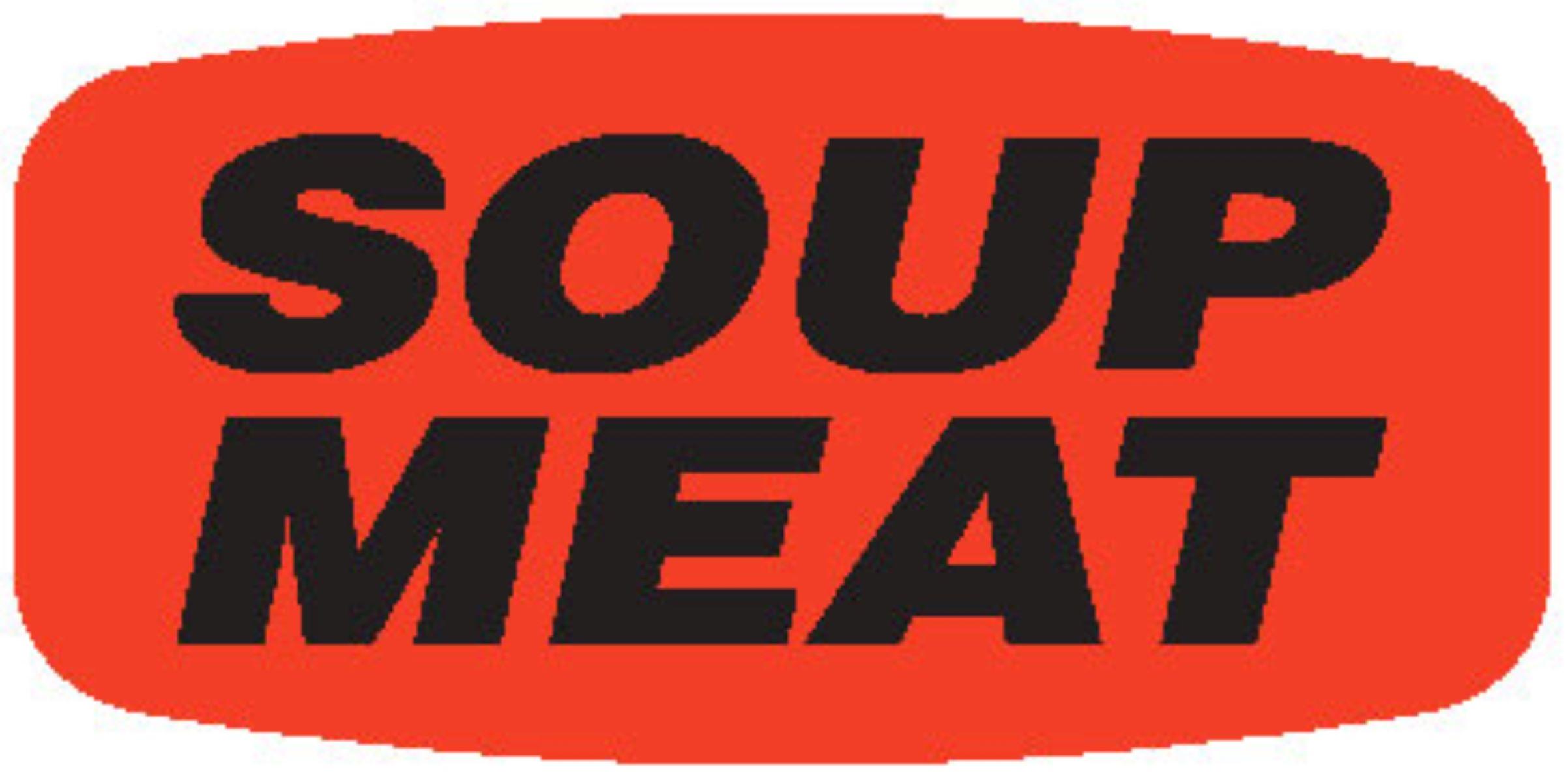 Soup Meat Label 0.625X1.25 IN Black Fluorescent Red Short Oval 1000 Count/Roll 50 Rolls/Case 50000 Count/Case
