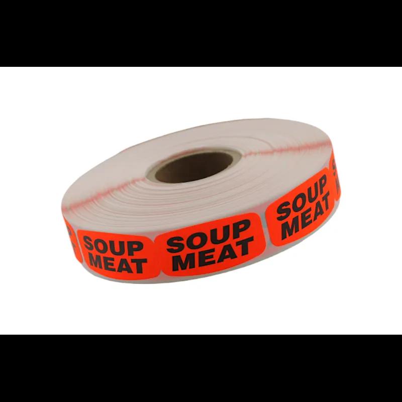 Soup Meat Label 0.625X1.25 IN Black Fluorescent Red Short Oval 1000 Count/Roll 50 Rolls/Case 50000 Count/Case