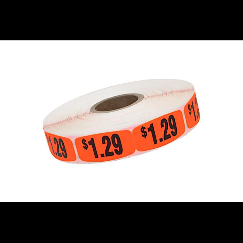 1.29 Price Label 0.625X1.25 IN Black Fluorescent Red Short Oval 1000 Count/Roll 50 Rolls/Case 50000 Count/Case