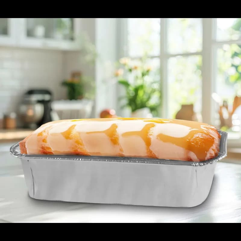 Bread & Loaf Pan 36 OZ Aluminum Silver Oblong Full Curl 500/Case