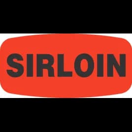 Sirlion Label 0.625X1.25 IN Black Fluorescent Red Short Oval 1000 Count/Roll 50 Rolls/Case 50000 Count/Case