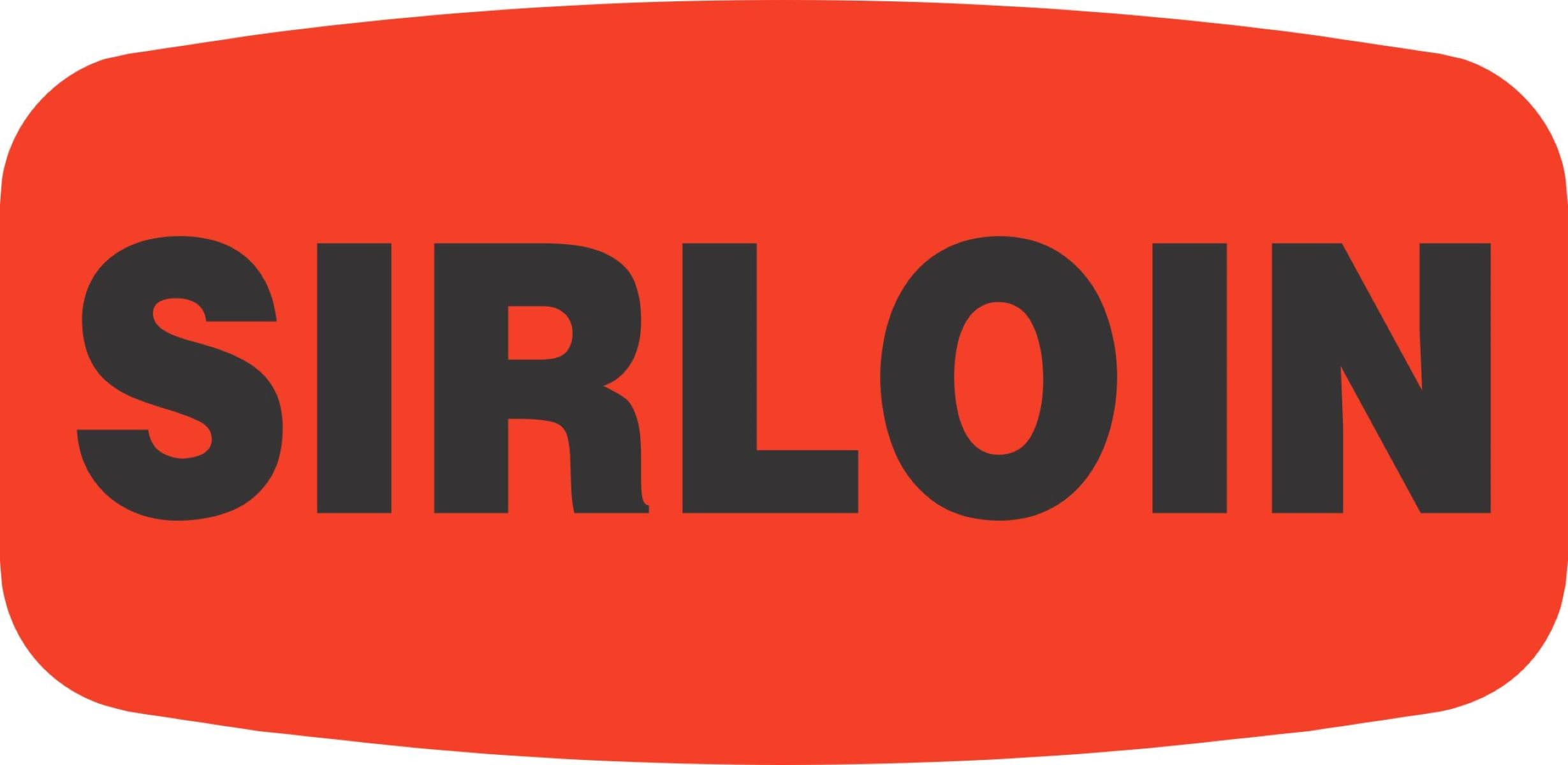 Sirlion Label 0.625X1.25 IN Black Fluorescent Red Short Oval 1000 Count/Roll 50 Rolls/Case 50000 Count/Case