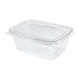 Safe-T-Fresh® Deli Container Hinged With Flat Lid 32 OZ RPET Clear Rectangle 200/Case