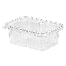 Safe-T-Fresh® Deli Container Hinged With Flat Lid 32 OZ RPET Clear Rectangle 200/Case