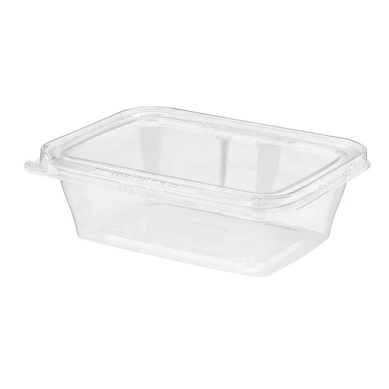 Safe-T-Fresh® Deli Container Hinged With Flat Lid 24 OZ RPET Clear Rectangle 200/Case