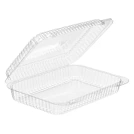 Essentials Take-Out Container Hinged 9.375X6.75X2.1875 IN RPET Clear Rectangle Closing Tabs 300/Case