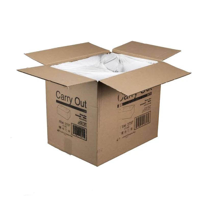 Lunch Take-Out Box 9X5X4 IN SBS Paperboard White Rectangle Tuck Top 250/Case