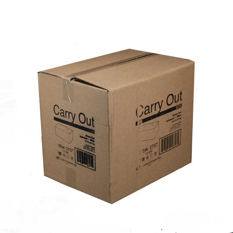 Lunch Take-Out Box 9X5X4 IN SBS Paperboard White Rectangle Tuck Top 250/Case