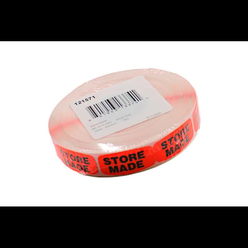 Store Made Label 0.625X1.25 IN Black Fluorescent Red Short Oval 1000 Count/Roll 50 Rolls/Case 50000 Count/Case