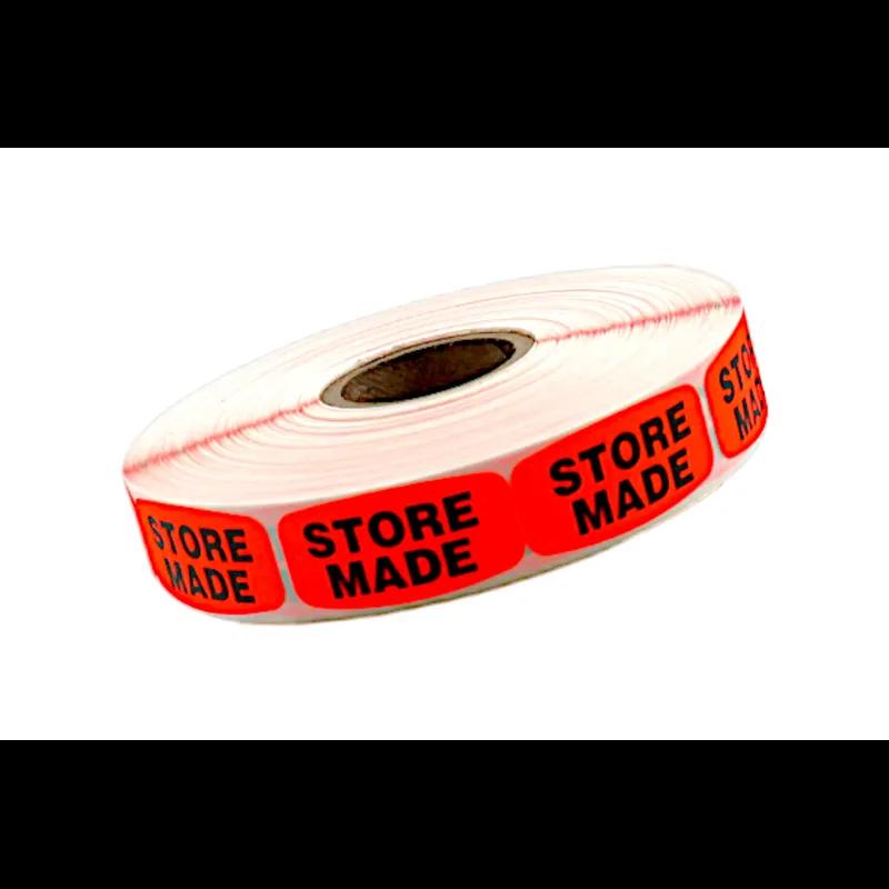 Store Made Label 0.625X1.25 IN Black Fluorescent Red Short Oval 1000 Count/Roll 50 Rolls/Case 50000 Count/Case