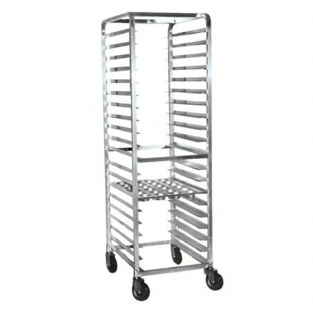 Tray Rack 30X21X69 IN Aluminum Mobile 5 IN Swivel Stem Caster End Loading Holds (24) 15X20 IN Trays (2 Per Ledge) 1/Each