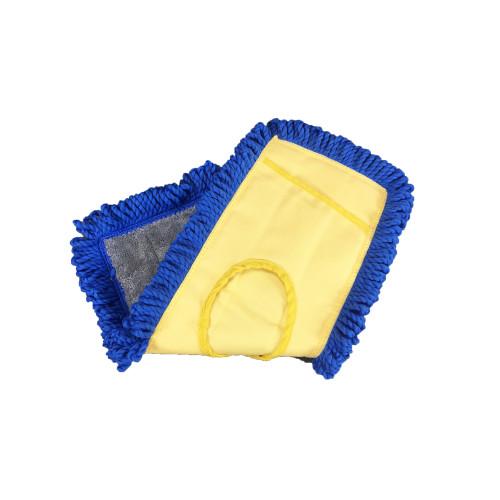 HOSPECO® Dust Mop Head 18 IN Blue Gray Yellow Microfiber Canvas With Canvas Backing Fringed Loop End Launderable 1/Each