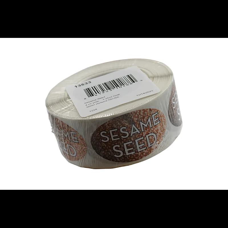 Sesame Seed Bakery Flavor Label 1.25X2 IN Oval 4 Color Process 500 Count/Roll 5 Rolls/Sleeve