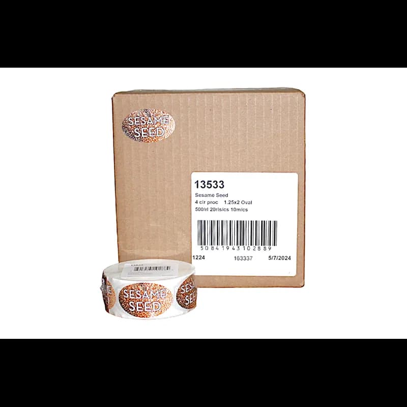 Sesame Seed Bakery Flavor Label 1.25X2 IN Oval 4 Color Process 500 Count/Roll 5 Rolls/Sleeve