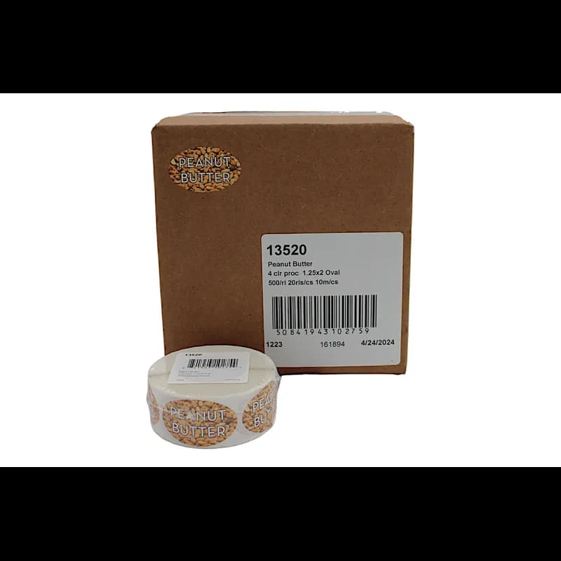 Peanut Butter Bakery Flavor Label 1.25X2 IN Oval 4 Color Process 500 Count/Roll 20 Rolls/Case 10000 Count/Case