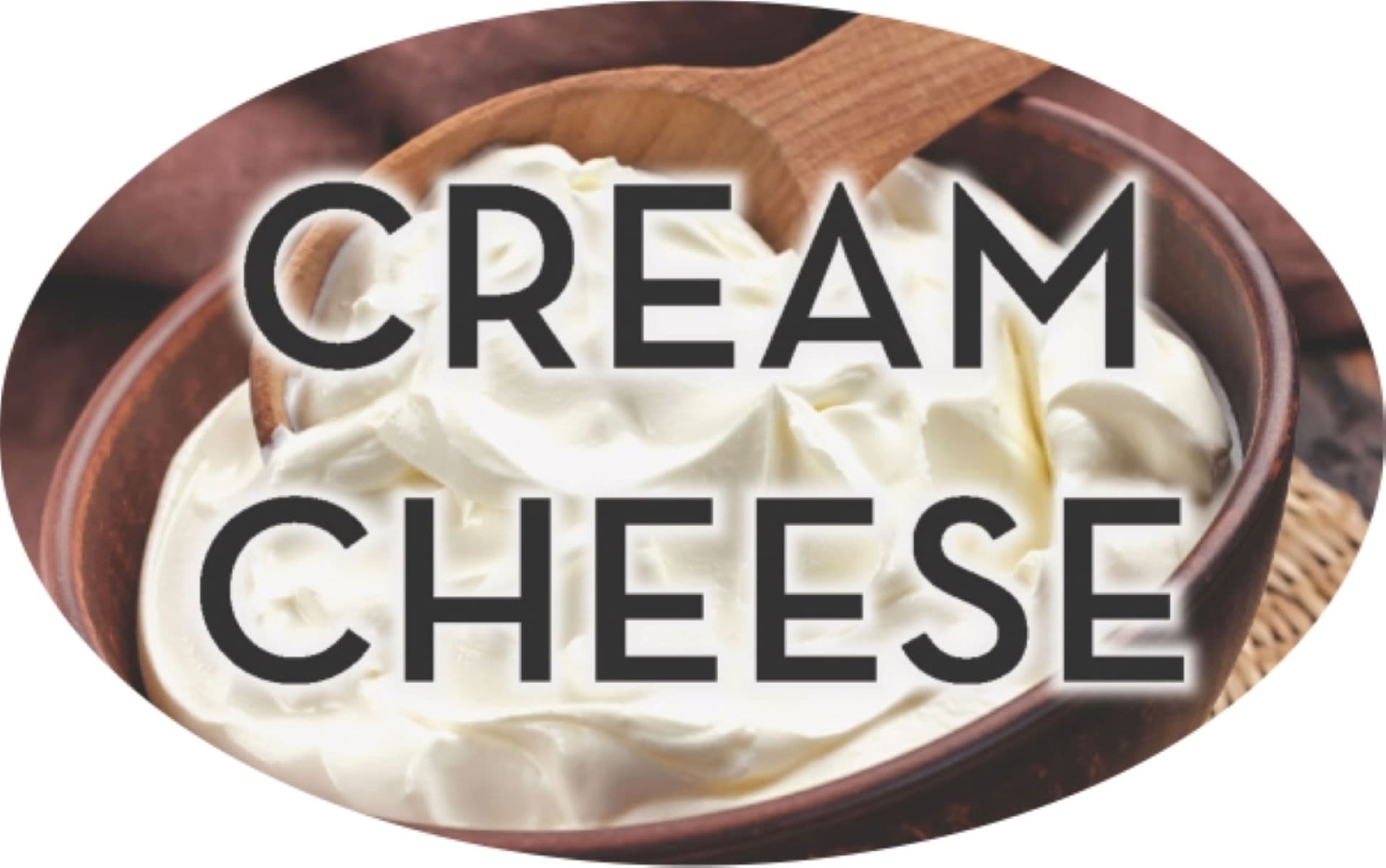 Cream Cheese Bakery Flavor Label 1.25X2 IN Oval 4 Color Process 500 Count/Roll 5 Rolls/Sleeve