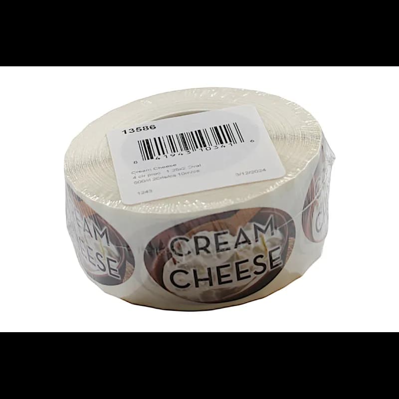 Cream Cheese Bakery Flavor Label 1.25X2 IN Oval 4 Color Process 500 Count/Roll 5 Rolls/Sleeve