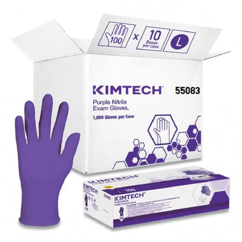 Kimtech™ KC500 Gloves Large (LG) Purple 6MIL Nitrile Powder-Free Beaded Cuff Textured Fingertips 100 Count/Box
