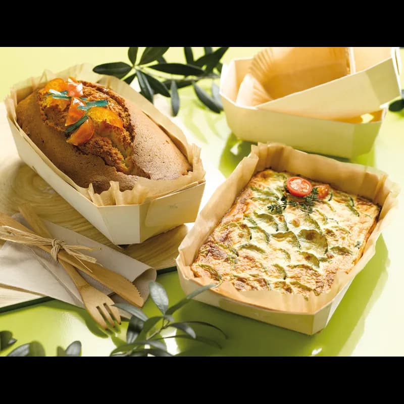 Loaf Baking Mold 26 OZ 7.4X4X2 IN Wood Natural Rectangle Grease Resistant 20 Count/Pack 4 Packs/Case 80 Count/Case