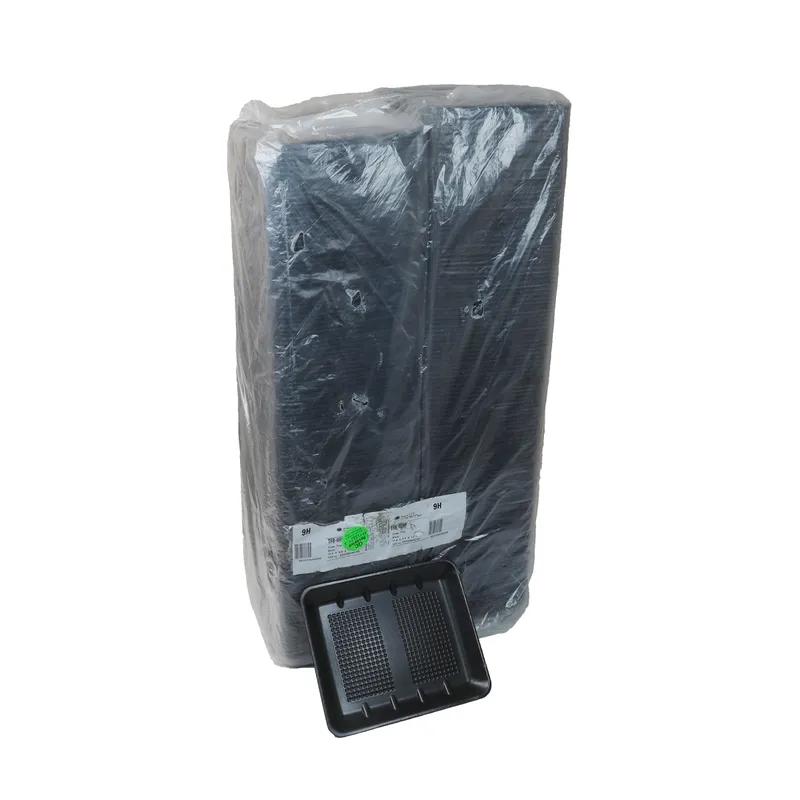 9H Supermarket Tray 11.875X9.875X1.19 IN Polystyrene Foam Black Rectangle Heavy Family Pack 250/Case