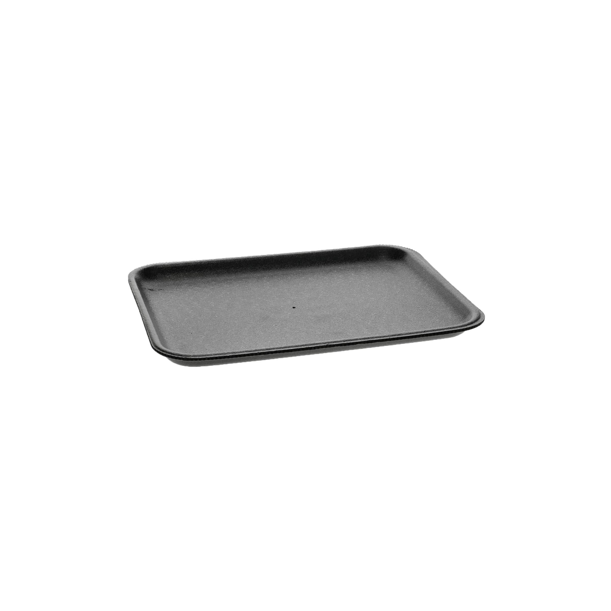 4S Supermarket Tray 9.125X7.125X0.65 IN 1 Compartment Polystyrene Foam Black Rectangle 500/Case