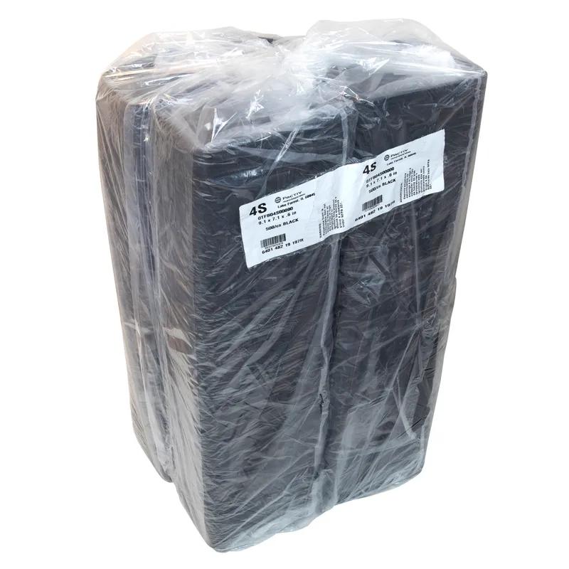 4S Supermarket Tray 9.125X7.125X0.65 IN 1 Compartment Polystyrene Foam Black Rectangle 500/Case