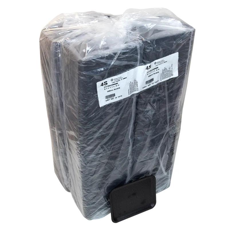 4S Supermarket Tray 9.125X7.125X0.65 IN 1 Compartment Polystyrene Foam Black Rectangle 500/Case