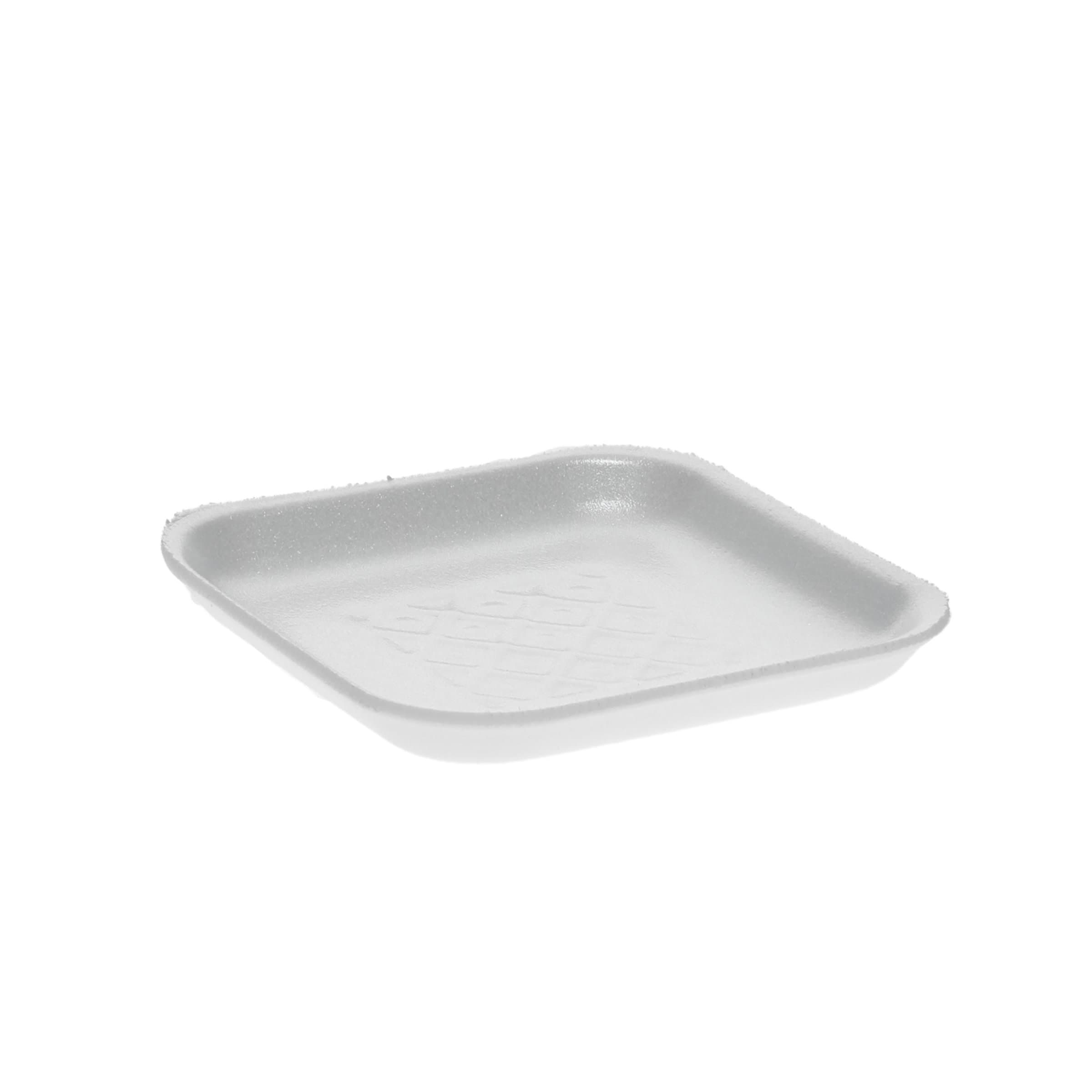 1S Supermarket Tray 5.1X5.1X0.65 IN Polystyrene Foam White Square 1000/Case
