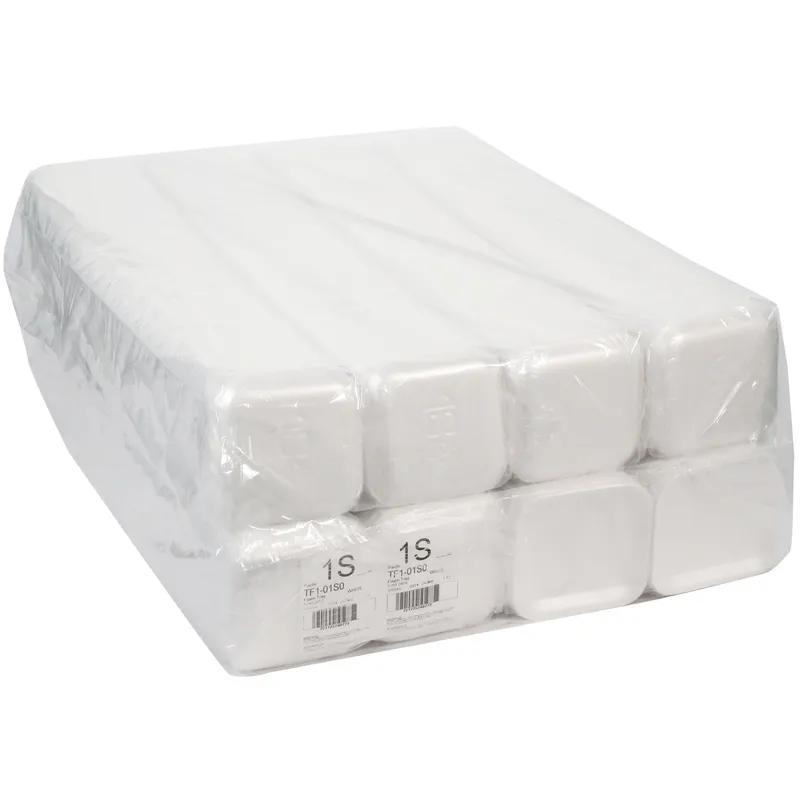 1S Supermarket Tray 5.1X5.1X0.65 IN Polystyrene Foam White Square 1000/Case