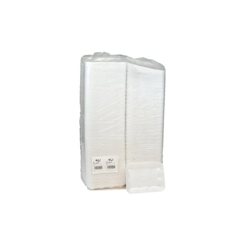 4D Meat Tray 9.5X7X1.25 IN 1 Compartment Polystyrene Foam White Rectangle 500/Case