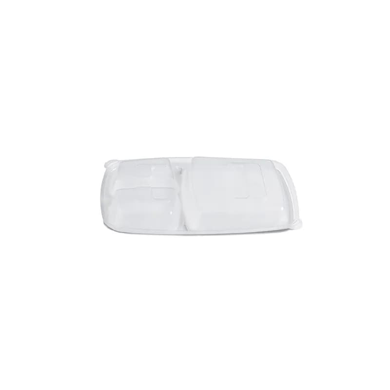 HomeFresh® Lid Dome 9.8X6.55X0.96 IN 3 Compartment PP Clear Rectangle For Compartment Tray Unhinged 200/Case