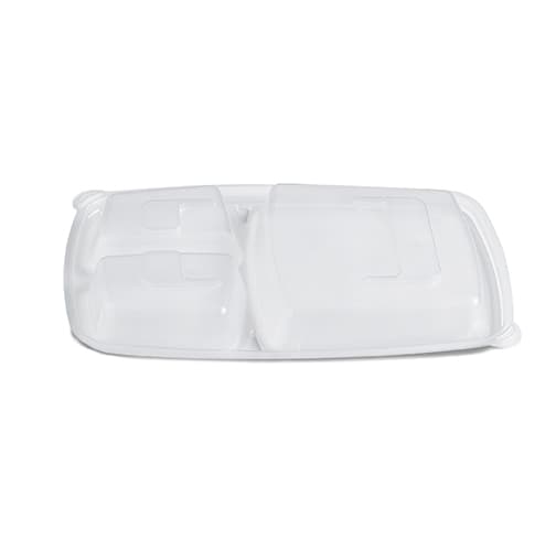 HomeFresh® Lid Dome 9.8X6.55X0.96 IN 3 Compartment PP Clear Rectangle For Compartment Tray Unhinged 200/Case