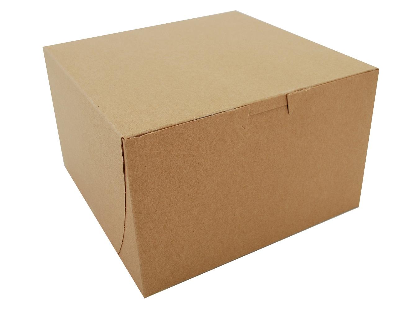 Bakery Box 8X8X5 IN Kraft Lock Corner Tuck Top 1-Piece 100/Case