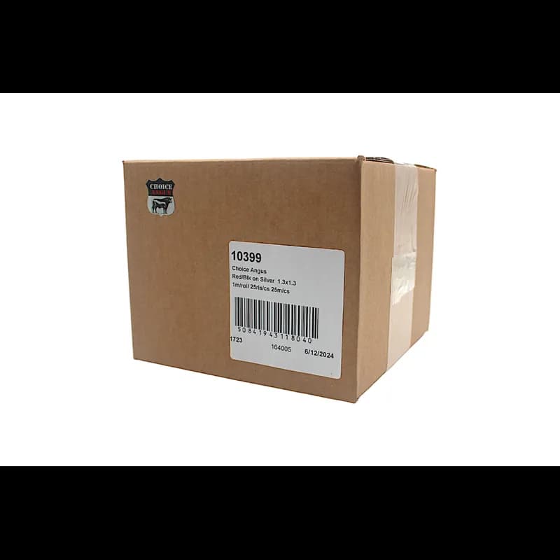 Choice Angus Meat Label 1.3X1.3 IN Red Black Silver Shield 1000 Count/Roll 25 Rolls/Case 25000 Count/Case