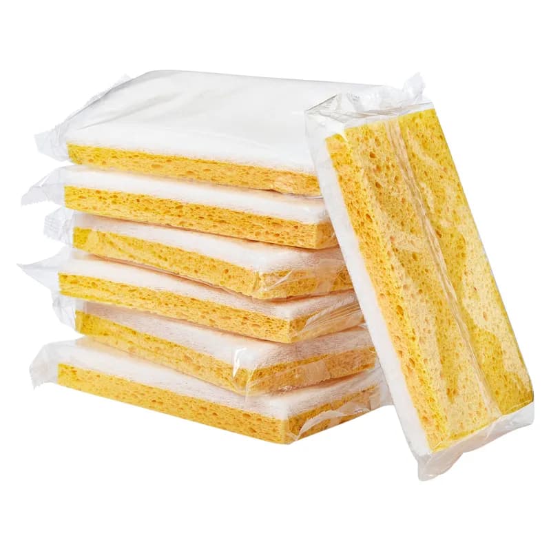 Victoria Bay Scrubbing Sponge 3.3X5.9 IN Light Duty Synthetic Fiber White Yellow 20/Case