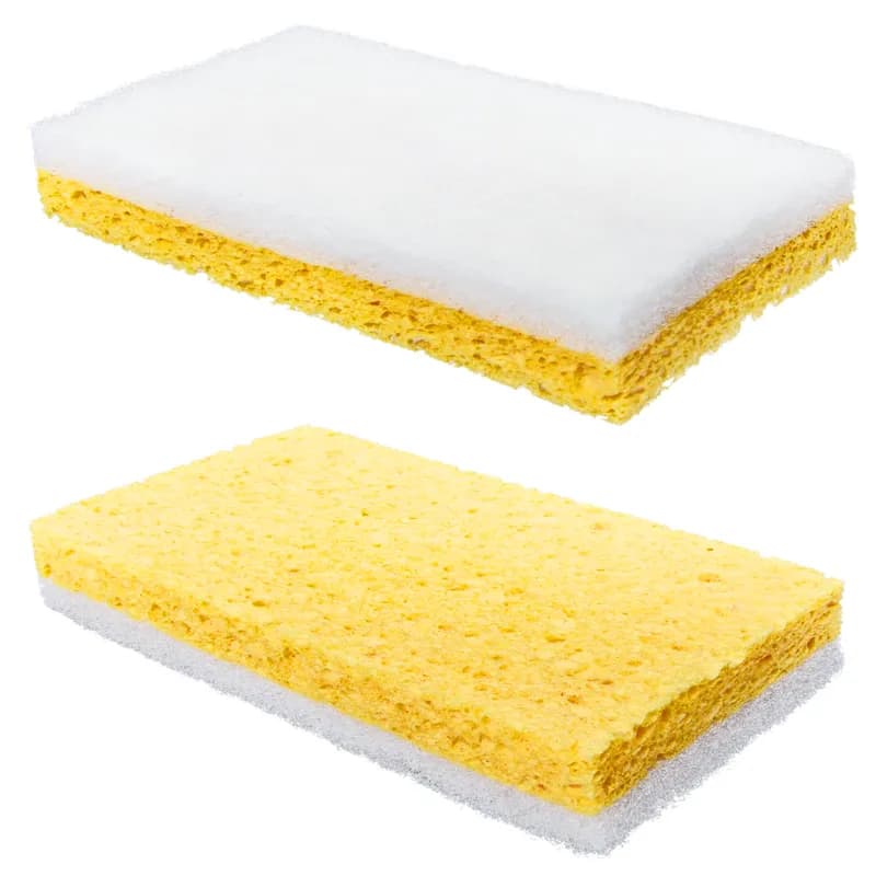 Victoria Bay Scrubbing Sponge 3.3X5.9 IN Light Duty Synthetic Fiber White Yellow 20/Case