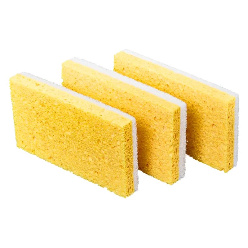 Victoria Bay Scrubbing Sponge 3.3X5.9 IN Light Duty Synthetic Fiber White Yellow 20/Case