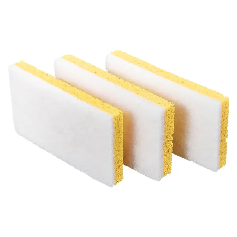 Victoria Bay Scrubbing Sponge 3.3X5.9 IN Light Duty Synthetic Fiber White Yellow 20/Case