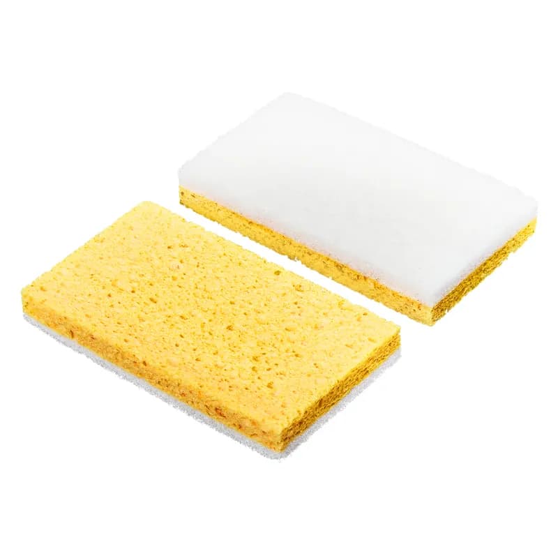 Victoria Bay Scrubbing Sponge 3.3X5.9 IN Light Duty Synthetic Fiber White Yellow 20/Case