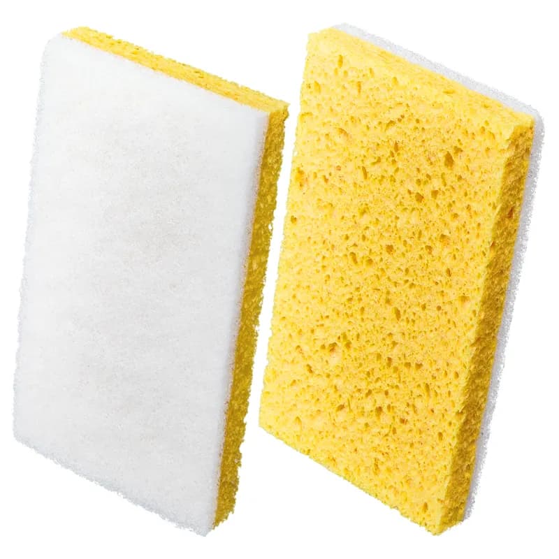 Victoria Bay Scrubbing Sponge 3.3X5.9 IN Light Duty Synthetic Fiber White Yellow 20/Case
