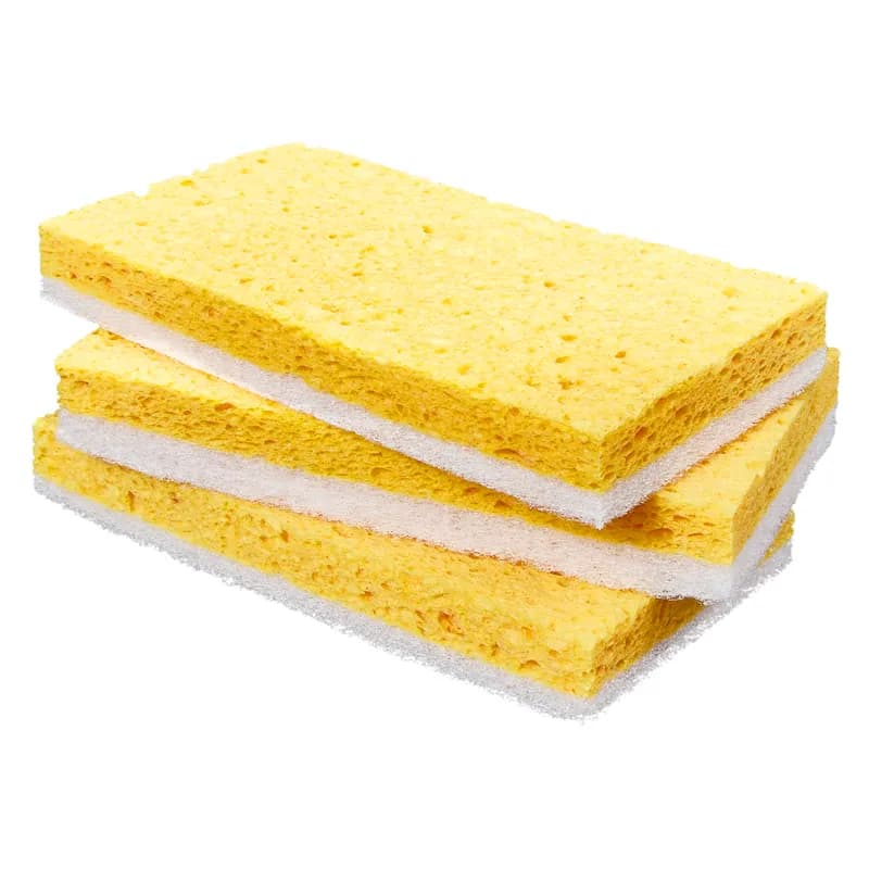 Victoria Bay Scrubbing Sponge 3.3X5.9 IN Light Duty Synthetic Fiber White Yellow 20/Case
