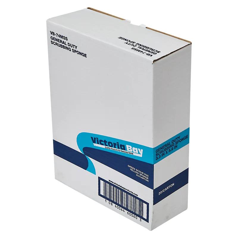 Victoria Bay Scrubbing Sponge 3.6X6.1 IN Medium Duty Synthetic Fiber Yellow Green 20/Case