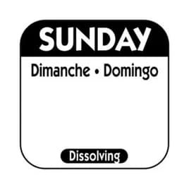 Sunday Label 0.75 IN Dissolvable 1000/Roll